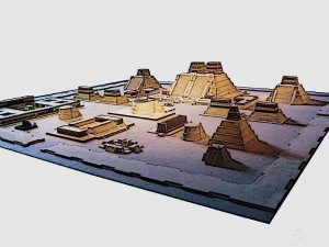 Azec Capital Tenochtitlan Model - The public building of central importance was the famous Templo Mayor 