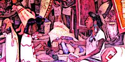 Azte Traders bartering on an Aztec Market