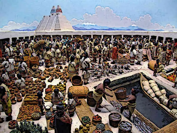 Aztec society - Aztec Traders at marketplace